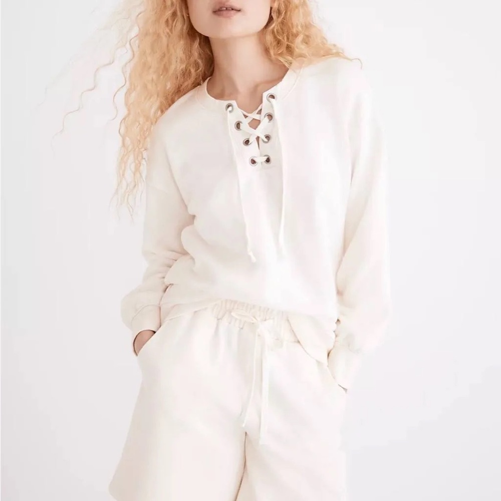 MADEWELL COTTON-HEMP LACE-UP SWEATSHIRT NWT
